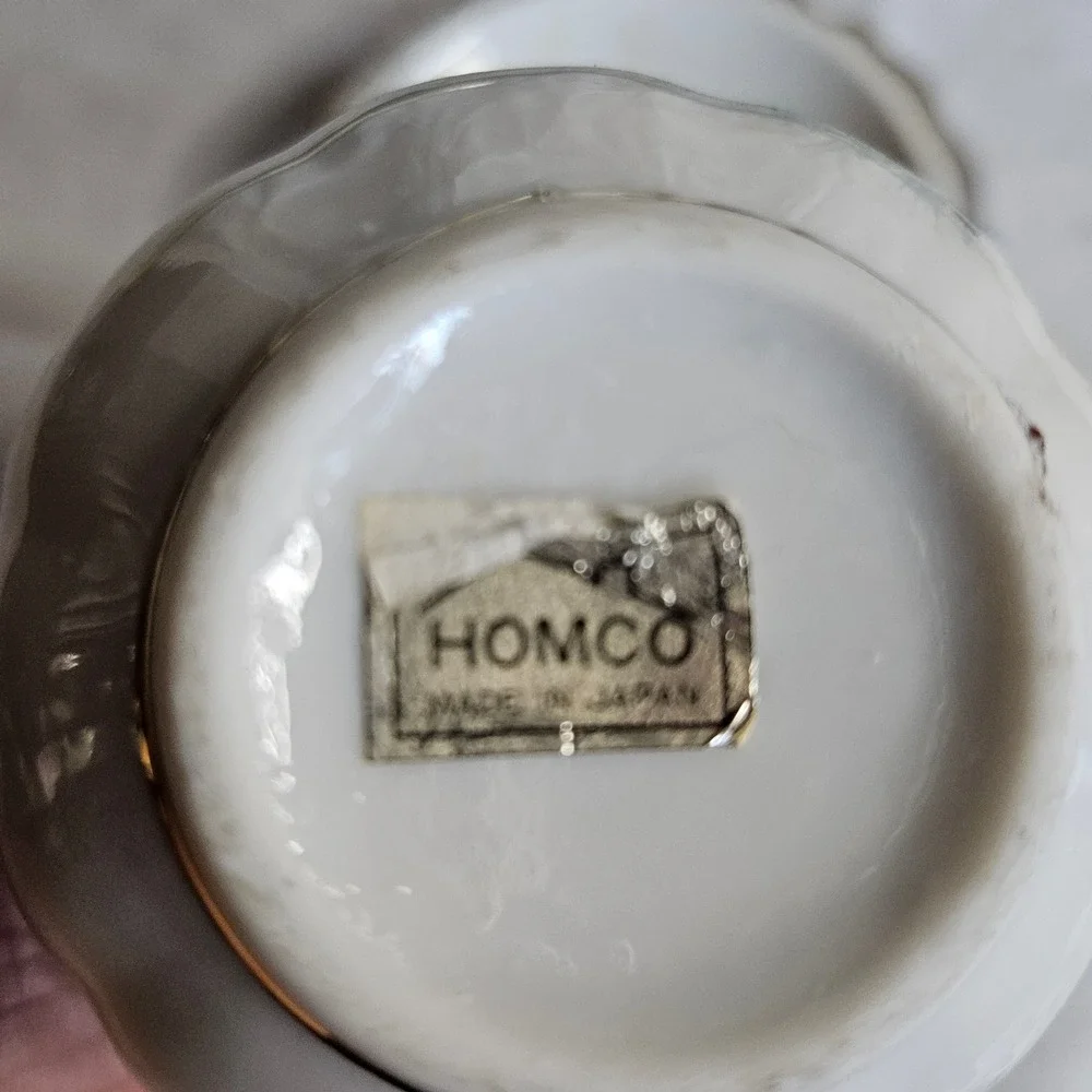Vintage Homco Apple Blossom Pitcher Creamer w/ Saucer 1407 Japan